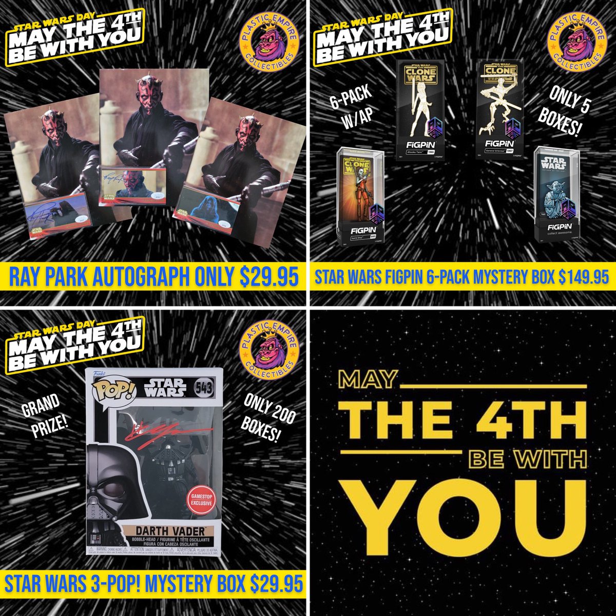 Now live! May 4th at PE! Including Star Wars Auto Mystery Box, AP FigPins and Ray Park Auto Topps cards!
Linky ~ fnkpp.com/PEFF
#Ad #FPN #FunkoPOPNews #Funko #POP #POPVinyl #FunkoPOP #FunkoSoda #May4th