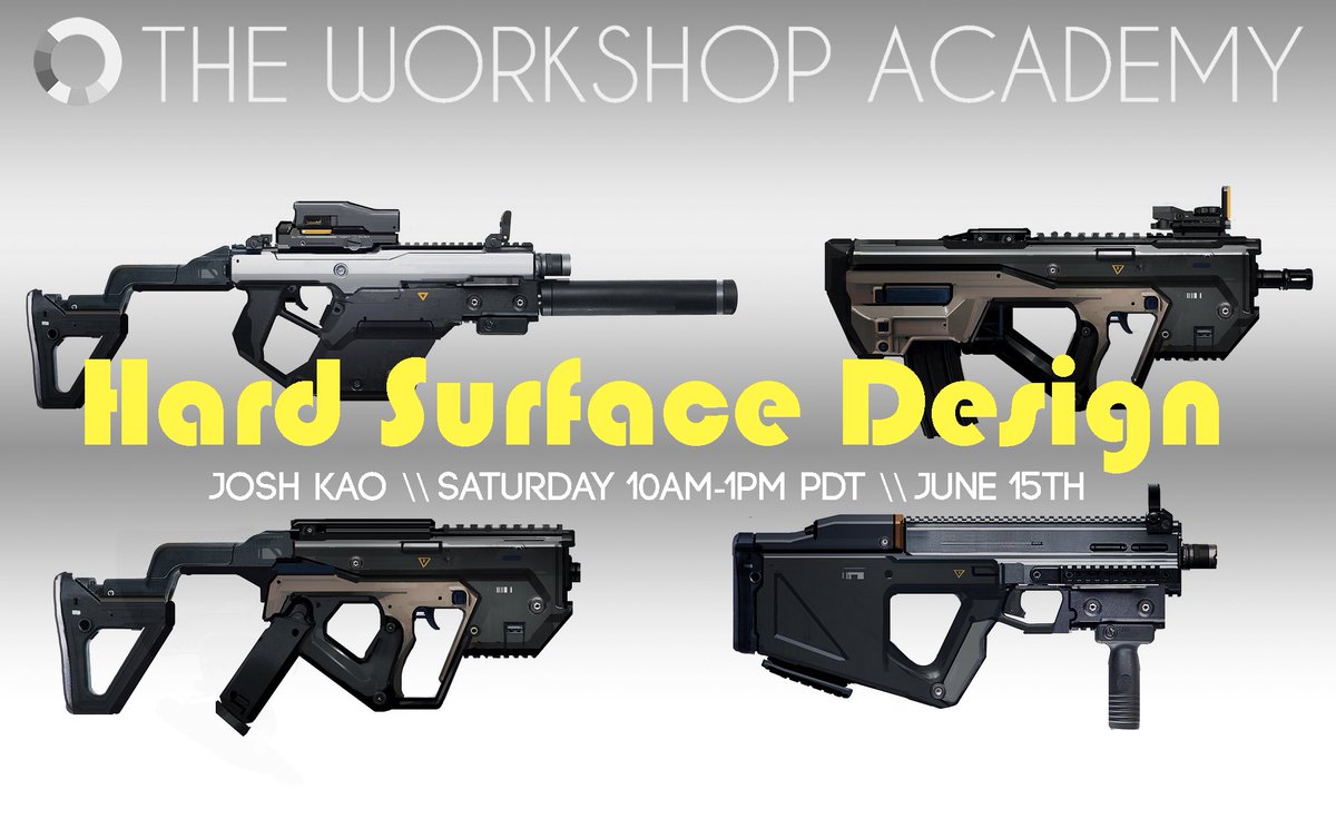 Learn the basics of scifi prop designs in @JoshKaoArt ‘s Hard Surface Design class! theworkshopacademy.net