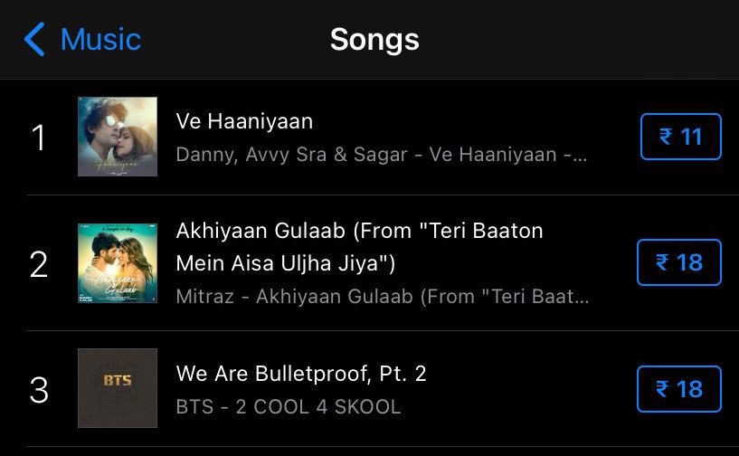 'We Are Bulletproof Pt.2' by @BTS_twt reached a *NEW PEAK* of #3💜 on India iTunes chart! 🇮🇳
Let’s go guys to #1 
#WeAreBulletproof 💜
