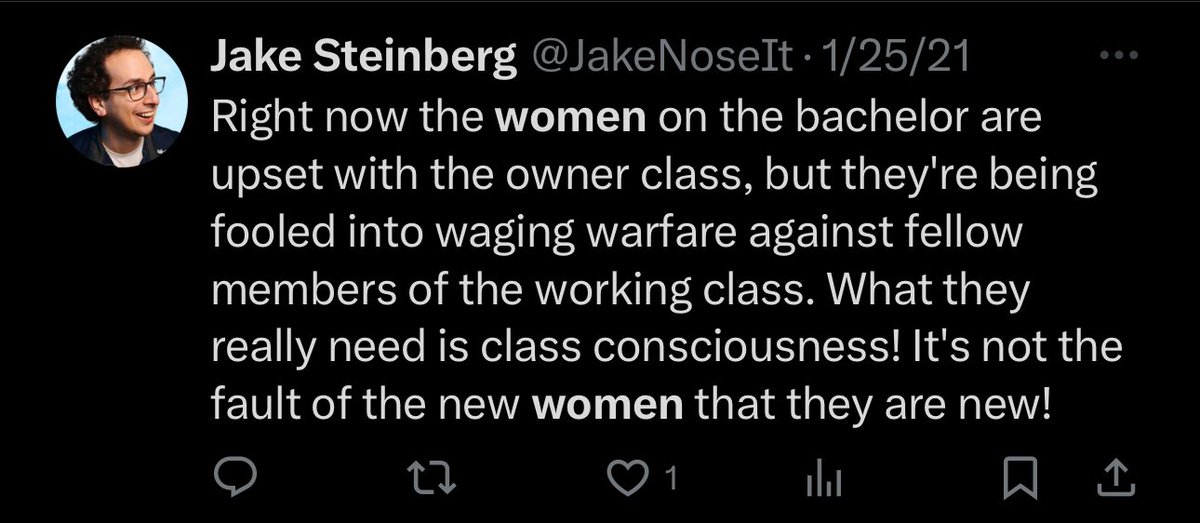 @JakeNoseIt 2024 hypocritical male feminist Jake please meet 2021 “silly women” mansplaining Jake.