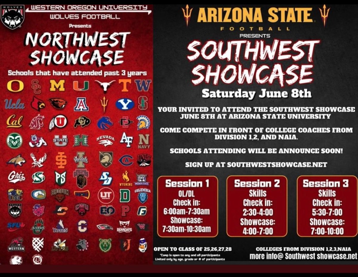 🚨 5 Weeks 🚨 5 weeks until the biggest showcase on west coast comes to Arizona! NO INVITE NEEDED TO REGISTER! ✔️Colleges from every level ✔️Coached by College Coaches ✔️National media ⭐️ More school announcements coming ⬇️See picture below of schools that attend our other…