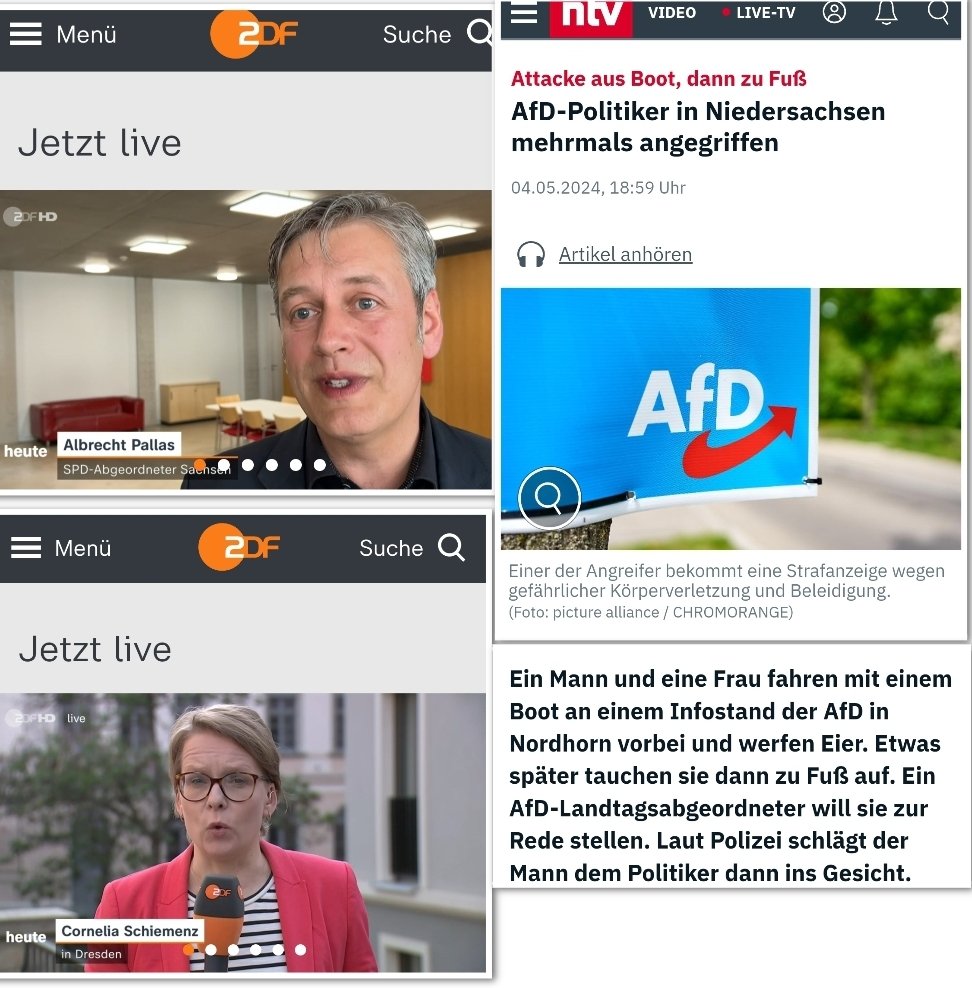 Warum berichtet ZDF heute 3 Minuten über den Angriff auf einen SPD Politiker in Dresden und verschweigt den Angriff auf einen AFD Politiker in Nordhorn? #ReformOerr #OerrBlog