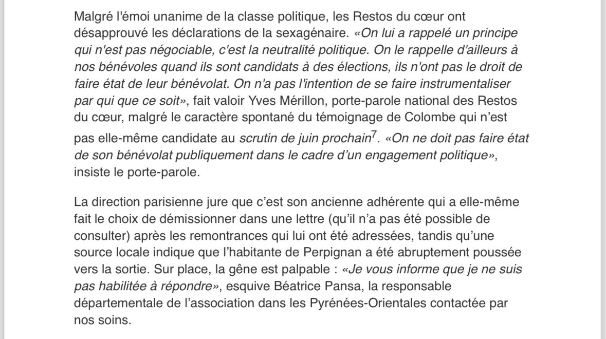 Colombe a été poussée vers la sortie par la direction nationale des @restosducoeur.

J’ai la haine.