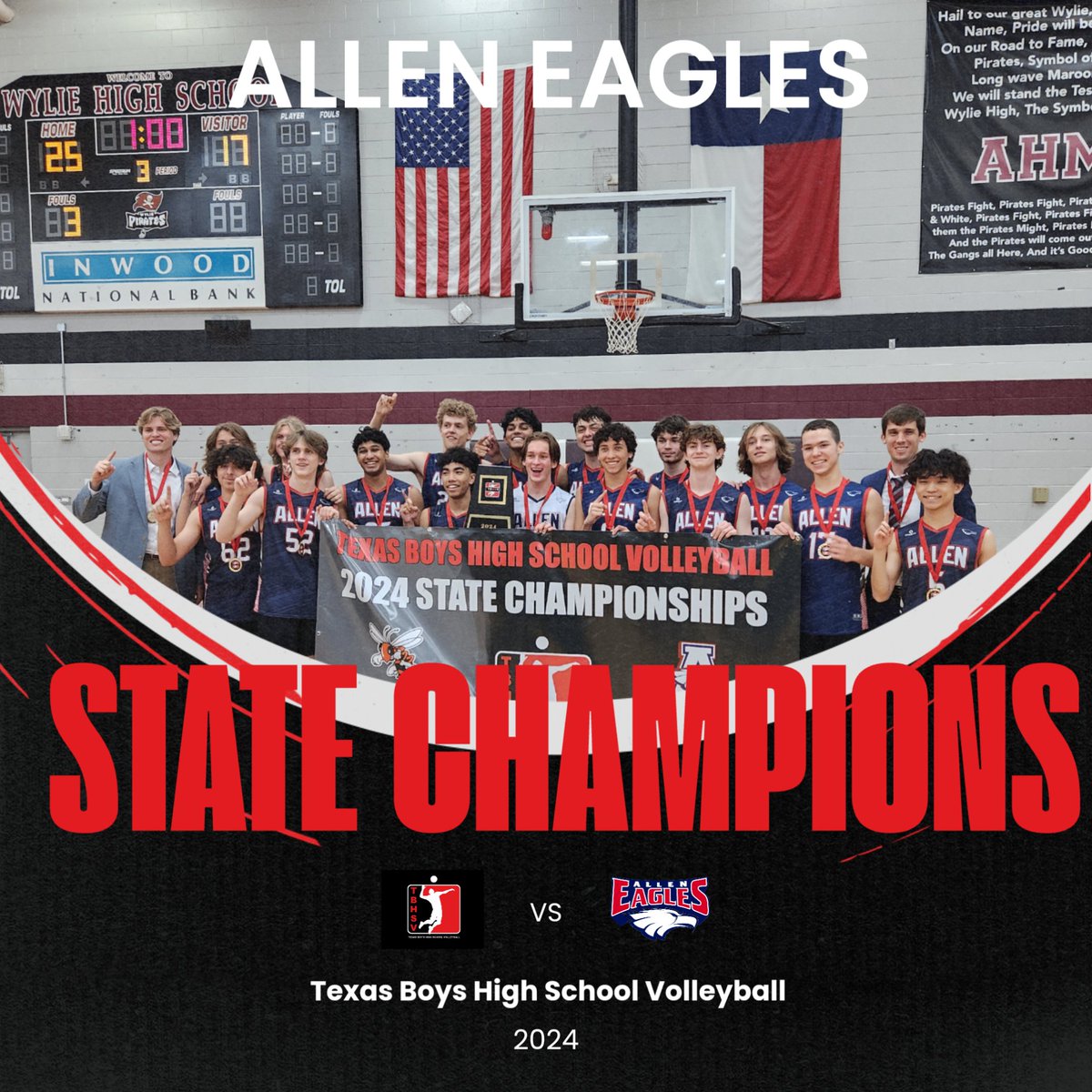 TBHSV 2024 State Champions are The Allen Eagles! Congrats to Allen HS and all their players! And a giant thank you to all our players, coaches, and parents who make this happen! tbhsv.com for info on how to play for your school next season! #boysvolleyball