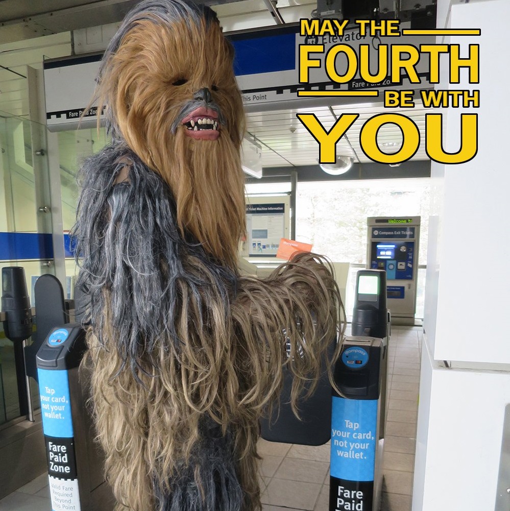 Don't be drawn in by the Dark Side of the Force, make sure you have valid fare and remember to tap in. #MayTheFourthBeWithYou #StarWarsDay #TL101 #CompassCard @starwars ^LA