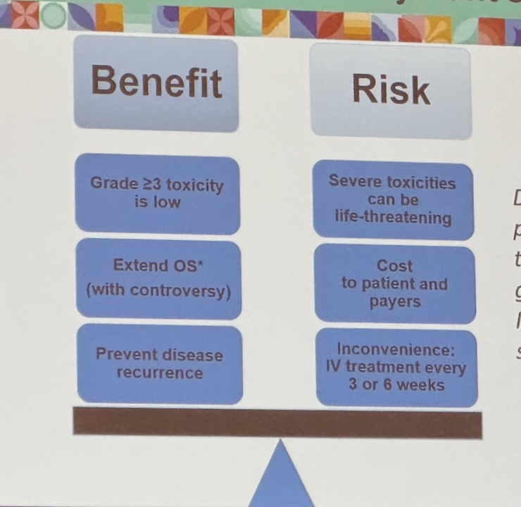 #AUA24 @TiansterZhang delved into risk stratification for adjuvant therapy in high-risk RCC at the SUO meeting at AUA. Key takeaways: 🚩Trial populations differ by risk and exposure to subsequent treatment - impacting outcomes 🚩Balance benefits vs. risks of adjuvant therapy…