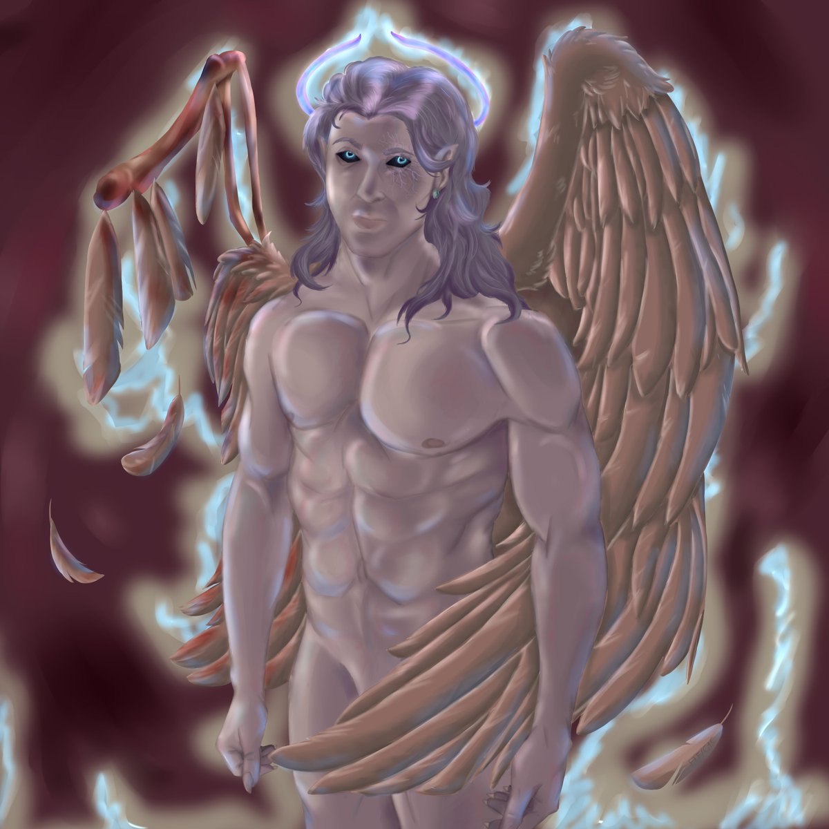 Finished my second-ever real paint recently for a contest. Not sure I'm thrilled with how it came out, but also not sure I'm equipped to have done it better. Very muddy. Maybe I'll revisit it someday!

#artmoots #humanartist #humanart #angel #originalcharacter #originalcontent