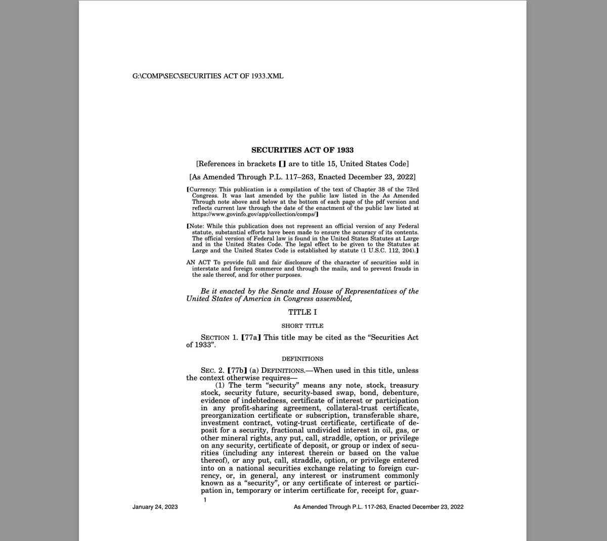 SECURITIES ACT OF 1933

DOWNLOAD: realworldfare.com/product/securi…

#securities #money #finance #realworldfare #suijuris #wealth #education #kevinomics #knowledge #bonds #trustlaw #contractlaw $SUIJUR