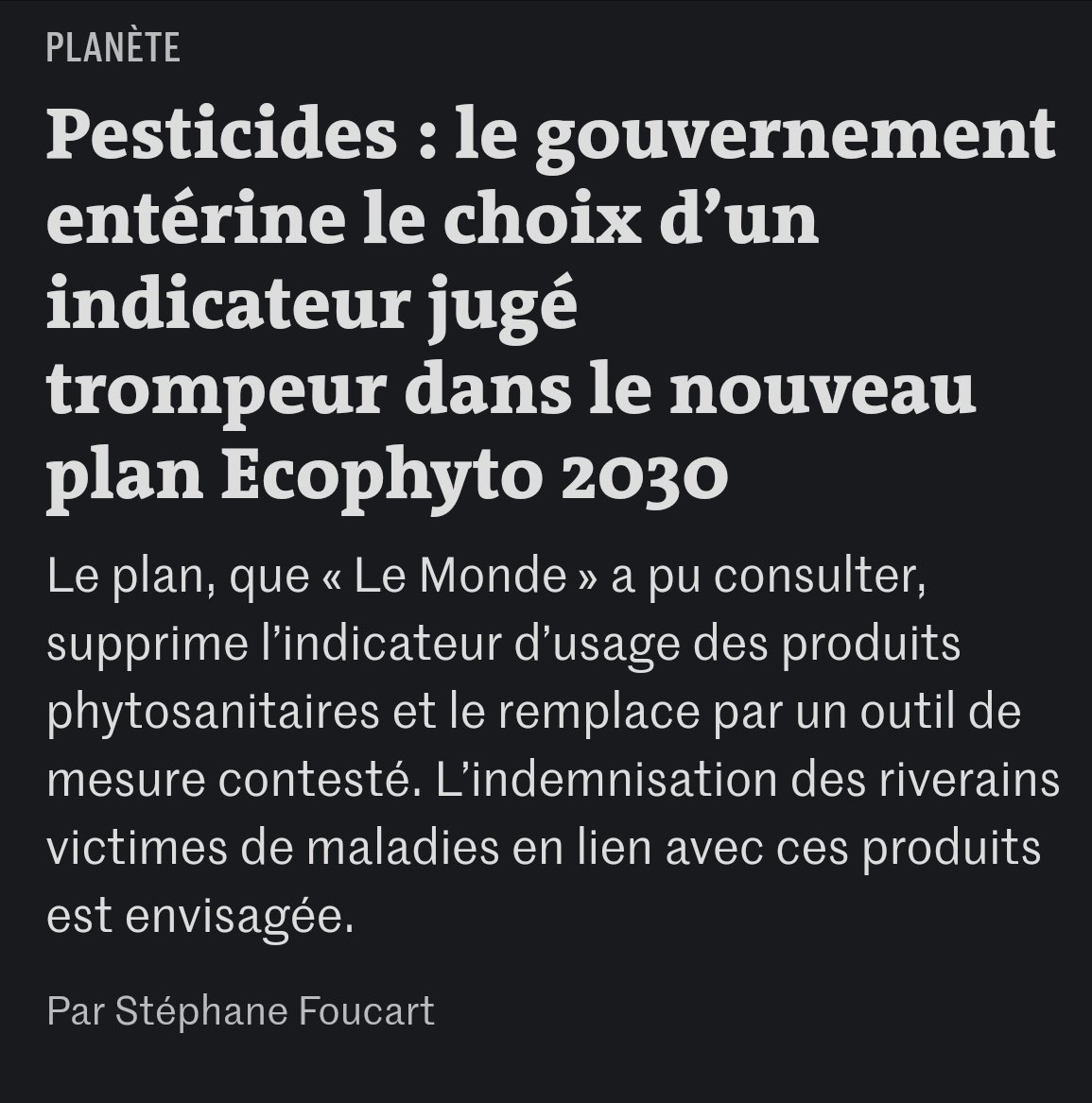 Pendant que France Inter supprime la critique écologique de son antenne, le gouvernement supprime le principal indicateur de pollution des sols agricoles 🫠