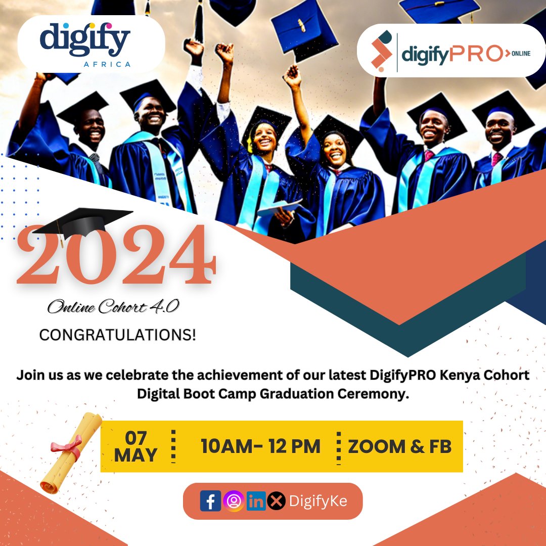 Exciting News🙌! From learning to leading! Join us in celebrating the upcoming graduation of our talented Digital Marketers participants. We are excited to witness their growth from day one until this milestone.  
#digitalmarketers #DigifyKEGraduation #CycloneHidaya #DigifyPRO