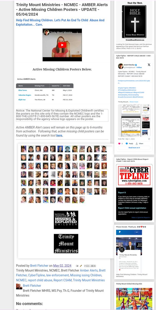 Trinity Mount Ministries - NCMEC - AMBER Alerts - Active Missing Children Posters - UPDATE - 05/04/2024

trinitymountministries.com/2024/05/trinit…

#TrinityMountMinistries #MissingChildren #NCMEC #AmberAlerts #CyberTipline #ReportChildAbuse #ReportCSAM #ChildSafety #OnlineSafety #BrettFletcher…