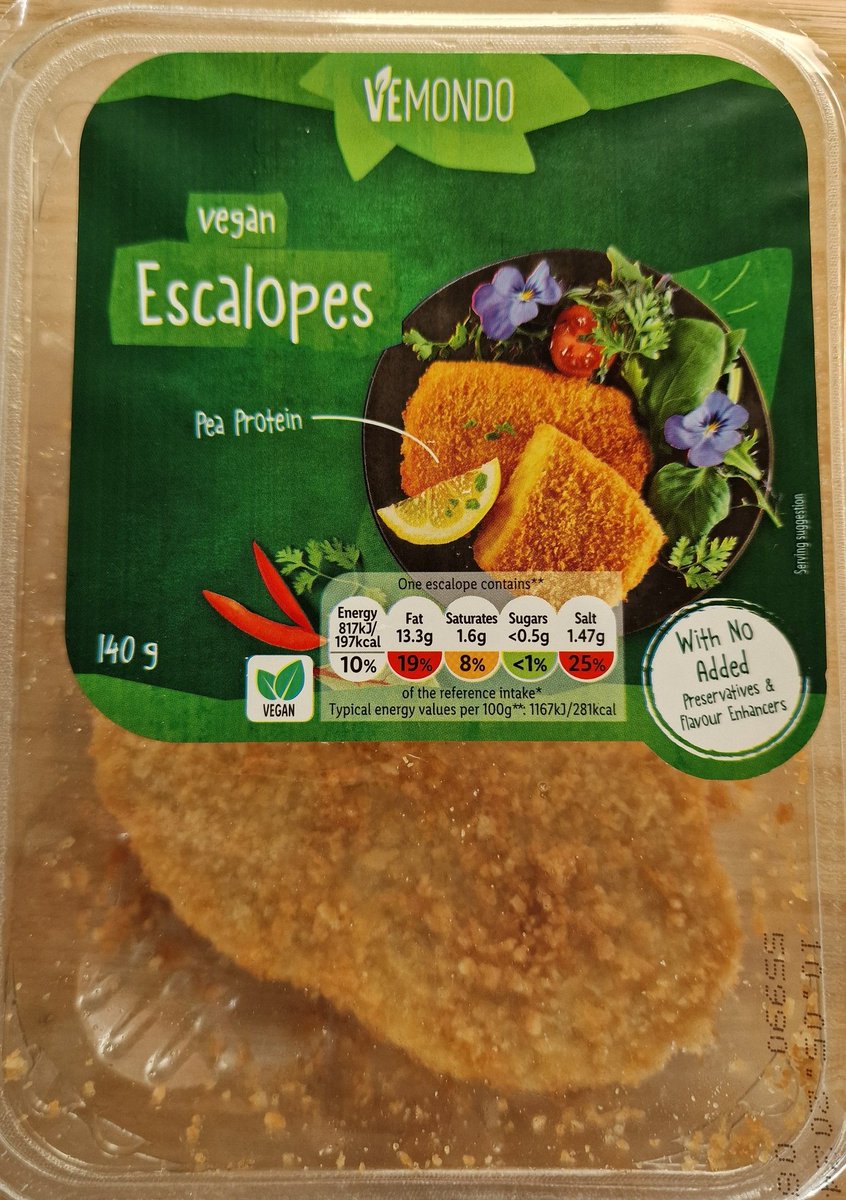 Trying another bargain from @LidlGB  these escalopes are very tasty with a salad #vegan #veganfood