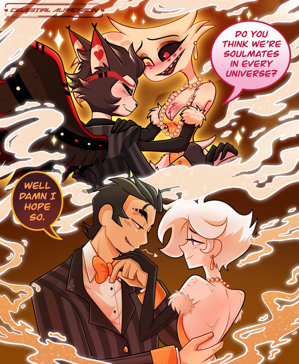 So….me and @alyah_anomalyah did something with Overlord Husk n Angel, n Henrik and Anthony being real sweet together…so we can like, you know, make up for the atrocities we’ve done 🥺💕 #overlordhuskau #huskerdust #HazbinHotel #HazbinHotelAngelDust #HazbinHotelHusk