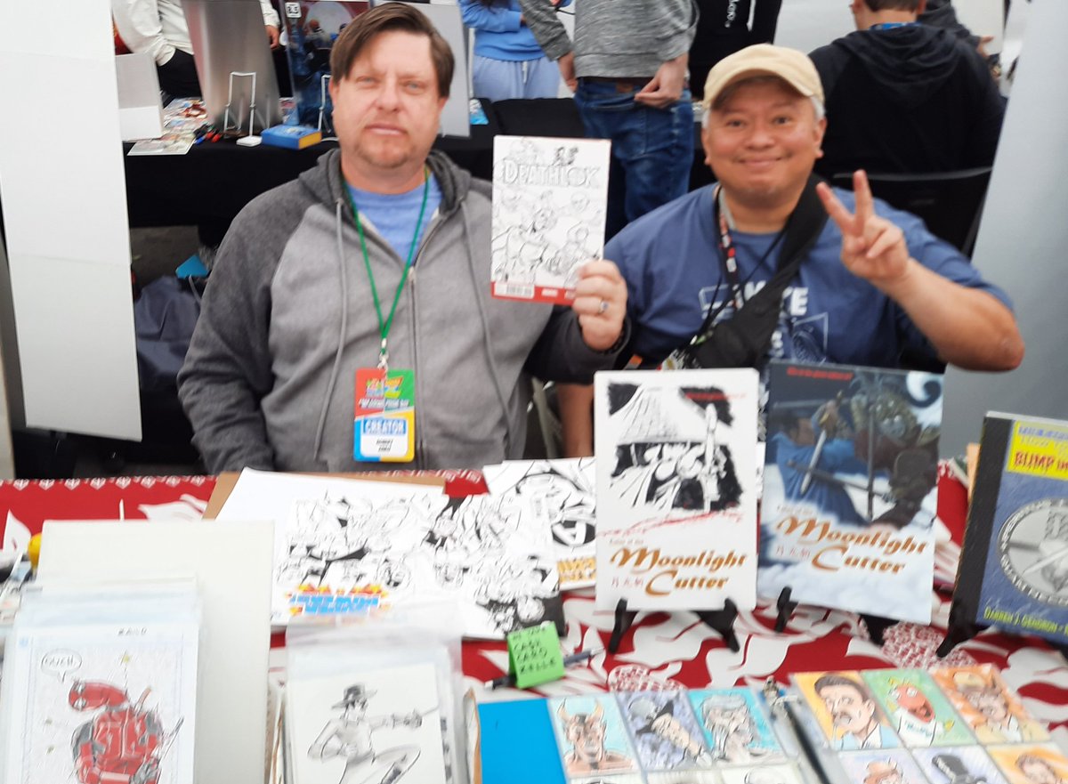 At FCBD at 4 Color Fantasies  with Wins Pascual . Get over here and check things out. #zailoart #fcbd24 #4colorfantasies #comicbookshow #origìnalart #sketchcard #sketchcover #comicbookart