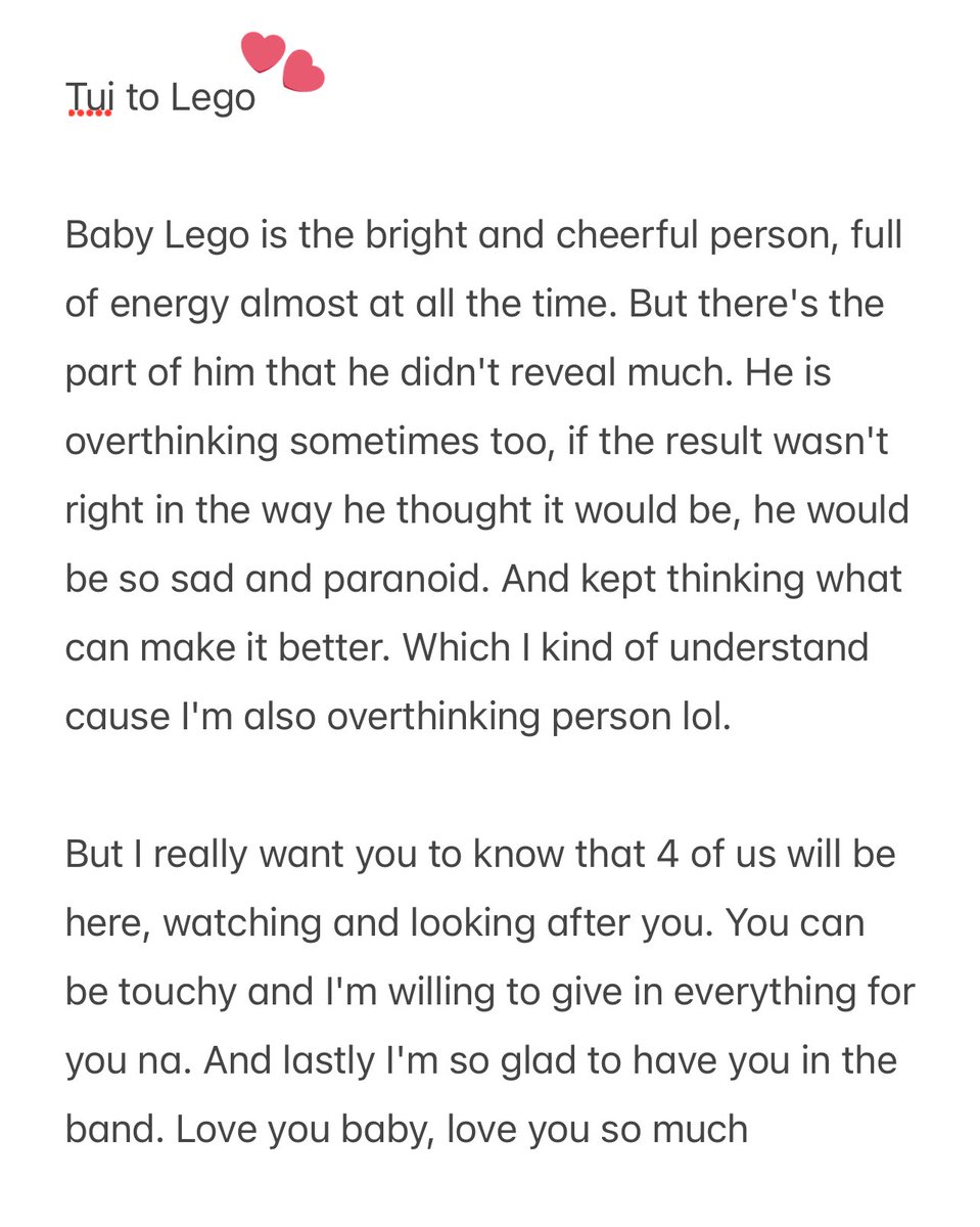 Tui to his baby Lego 🥺 

I cried while translating omg he is one of the nicest and softest person

#LYKNwithLYKYOU_1Y 
#Lego_rapeepong #LYKN
#Tuichayatorn
@realxlg @TuiChayatorn