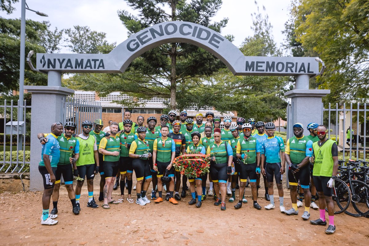 On the first day of their trip in Rwanda, @BlackUnityRide traveled an 80km journey from Kigali to Nyamata @BugeseraDistr and back, after which they paid tribute to victims of the 1994 Genocide against the Tutsi at Nyamata Genocide Memorial Site. #BUBRAfrica2024 #BUBRRwanda