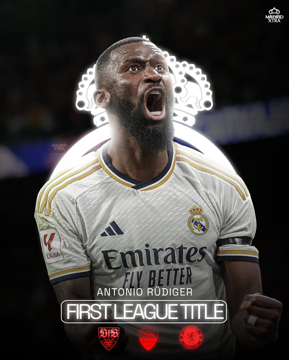 🚨𝐁𝐑𝐄𝐀𝐊𝐈𝐍𝐆: Antonio Rüdiger has won his first ever LEAGUE trophy.