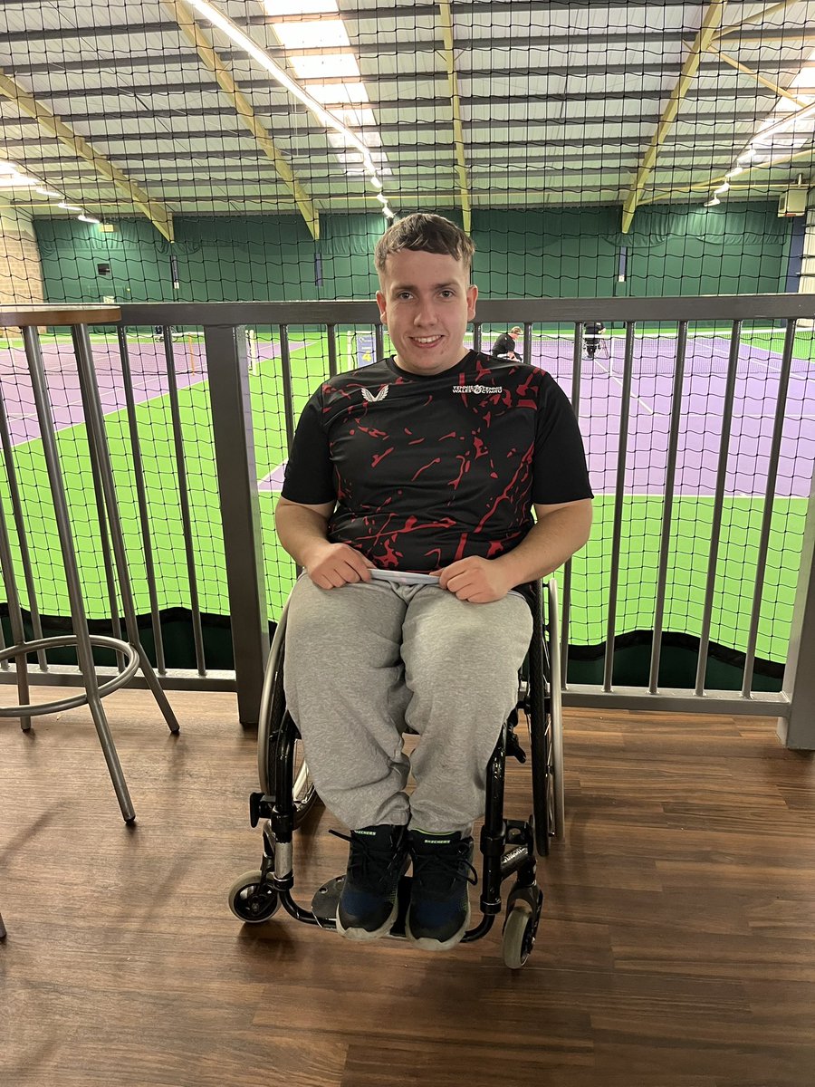 Great afternoon <a href="/TennisNewport/">Newport Tennis Centre</a> 2 see my nephew (&amp; <a href="/SHINEUKCharity/">Shine</a> member) Harry Thomas in Wales/Cymru Wheelchair Tennis team v England All Stars.  
Last game still going when I left - Wales leading <a href="/sportwales/">Sport Wales</a> <a href="/FDSW/">DisabilitySportWales</a> Thanks <a href="/Tennis_Croft/">William Croft</a>, the players &amp; others 4 making this happen!