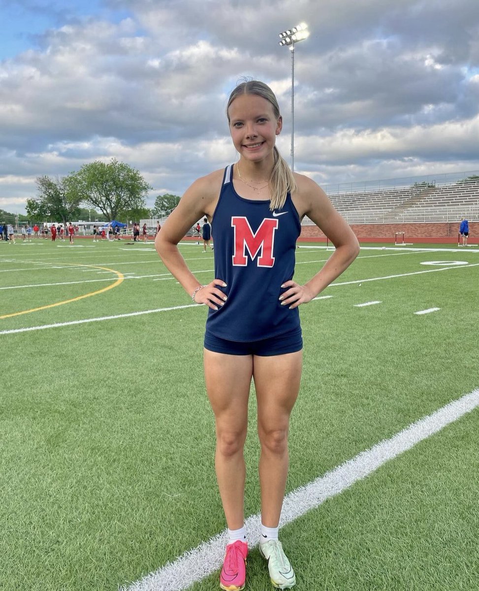 Manhattan High junior @hanna_pellant broke a 27-year old 100 meter dash school-record twice yesterday in both the prelims and finals with a time of 11.72. The record of 11.90 was previously set in 1997.
