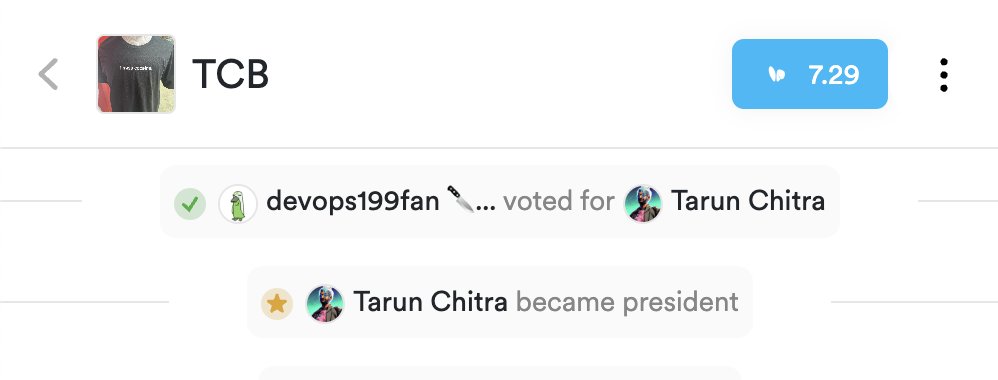 grand poobah @tarunchitra elected president of @_choppingblock in a landslide victory 👑 cohosts @hosseeb @rleshner @tomhschmidt did not receive a single vote 😁