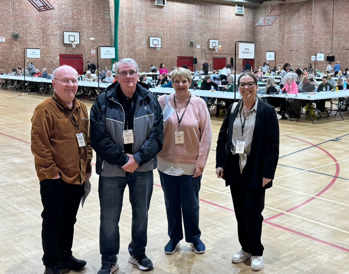 Was great to be at the St Helens Count this afternoon to see the piles of votes that came in for @emilyspurrell. As @MerseysidePCC Emily will continue the fantastic work she has undertaken already providing investment in police estates, our young people and communities.