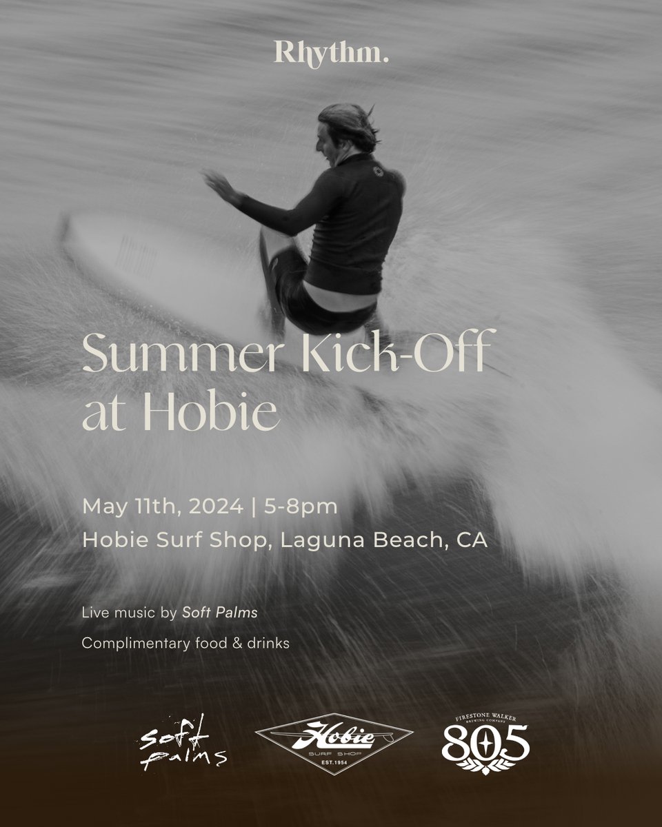 Stoked to be playing the Rhythm party at Hobie Surf Shop in Laguna Beach. Come by and get free <a href="/805Beer/">805 Beer</a> 

 NEXT SATURDAY MAY 11th!     FREE 5-8pm

<a href="/SoftPalmsMusic/">Soft Palms Music</a>