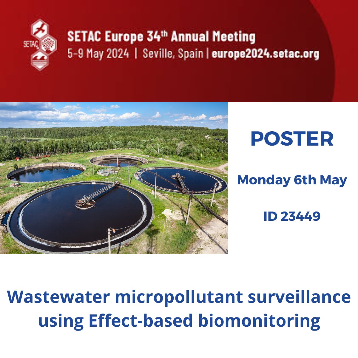 📢 Wastewater Micropollutant Surveillance Using Effect-based Biomonitoring
 
Monday, 6 May 2024 - 3.06 - Poster ID 23449 - Exhibition Hall - 9:30 am - 18:15 pm
 
#biomonitoring #setac2024 #CEC #micropollutants