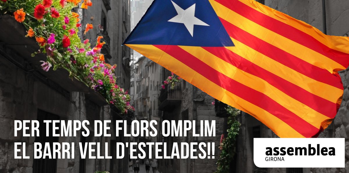 Si tens una finestra o un balcó al barri vell, nosaltres et proporcionem gratuïtament l'estelada.
Vine a recollir-la:
al nostre local, Carrer de les Olles
al local de l'ADAC, Pujada de Sant Domènec, 2, principal 2a
l’Estanc Ciutadans, Carrer dels Ciutadans, 16