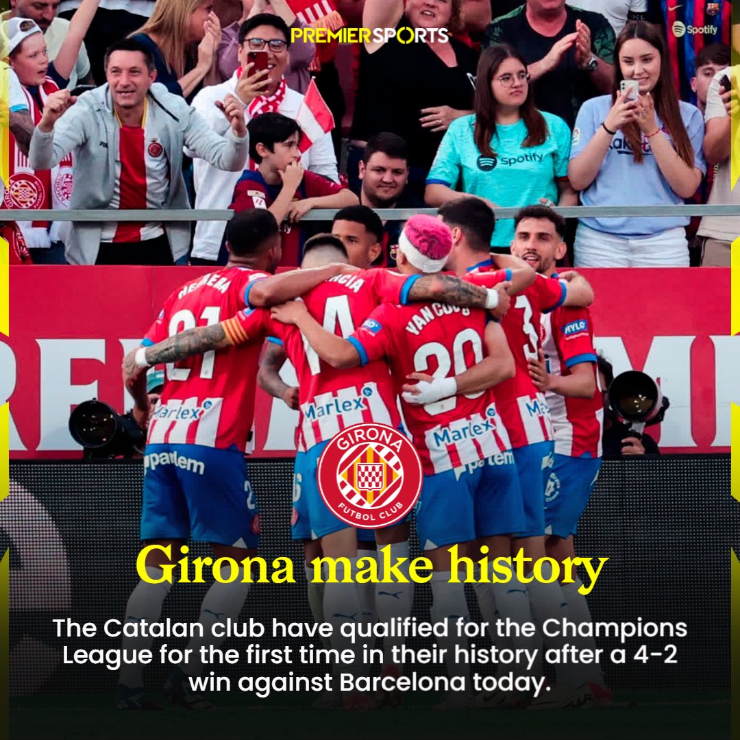 Girona have secured Champions League football for the first time in the 94-year history of the club 🔴⚪