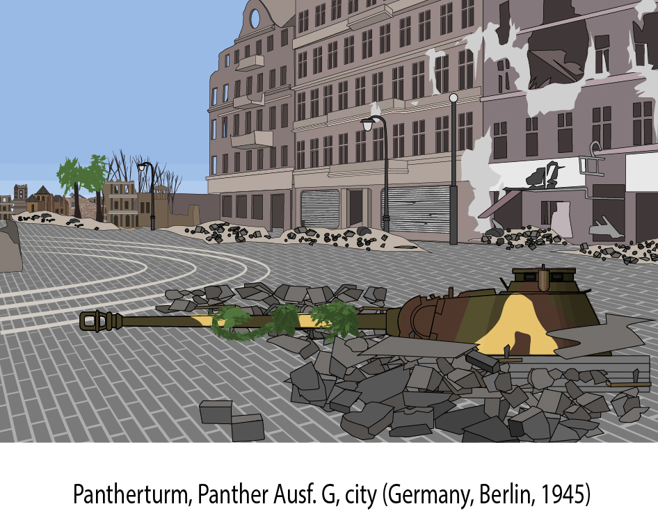 SimpleHistoryYT's tweet image. Pantherturm, Panther Ausf. G, city (Germany, Berlin, 1945)&apos;