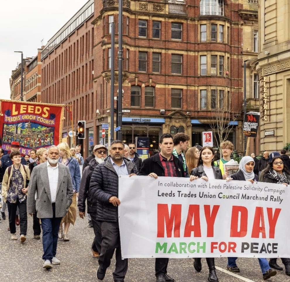 Today I joined the @TUCLeeds May Day March For Peace. In my speech to the 134th annual Leeds May Day Rally, I reflected on the importance of trade union struggles past and present. And the need for a ceasefire in Gaza, an end to arms sales to Israel and justice for war crimes.