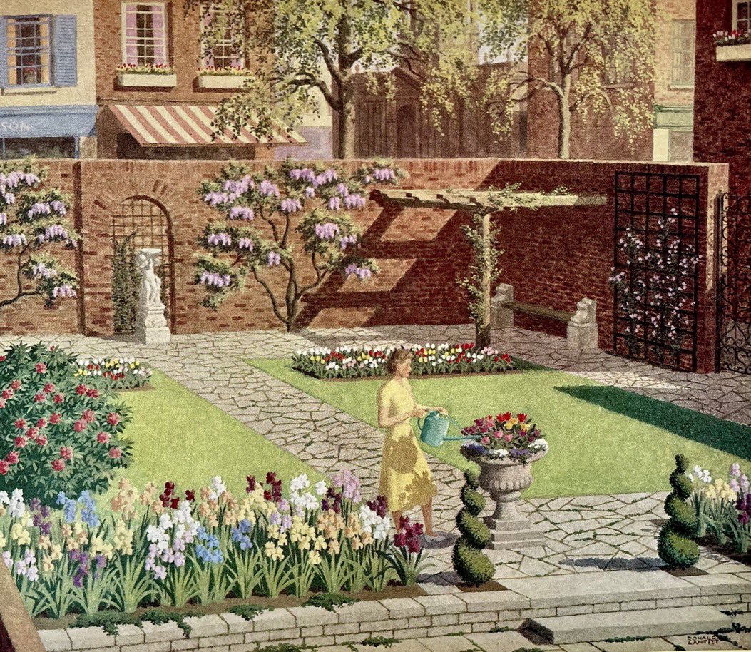 Other work by the Ladybird artists. ‘The walled garden’ May, 1958 Artist: Ronald Lampitt