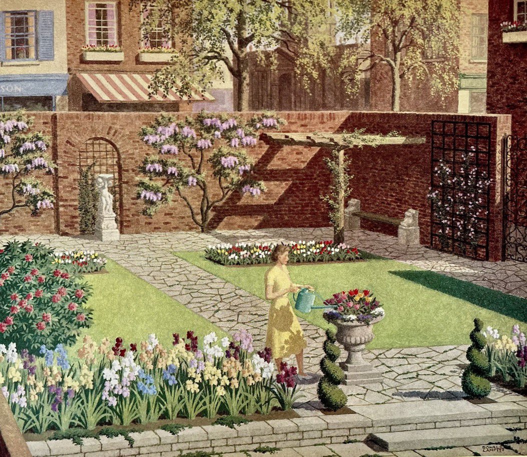 Other work by the Ladybird artists.
‘The walled garden’
May, 1958 
Artist: Ronald Lampitt