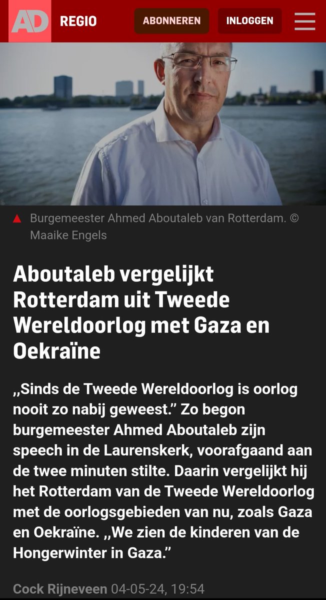 Marokkaanse GroenLinksPvdA moslimburgemeester Aboutaleb vergelijkt de burgerbombardementen op mijn opa, oma en hun familie (praktisch hele tak uitgeroeid) even luchtig met de reactie van Israël op Hamas en hun steunterroristen.

Is de man knettergek?

#4mei #Dodenherdenking #4mei