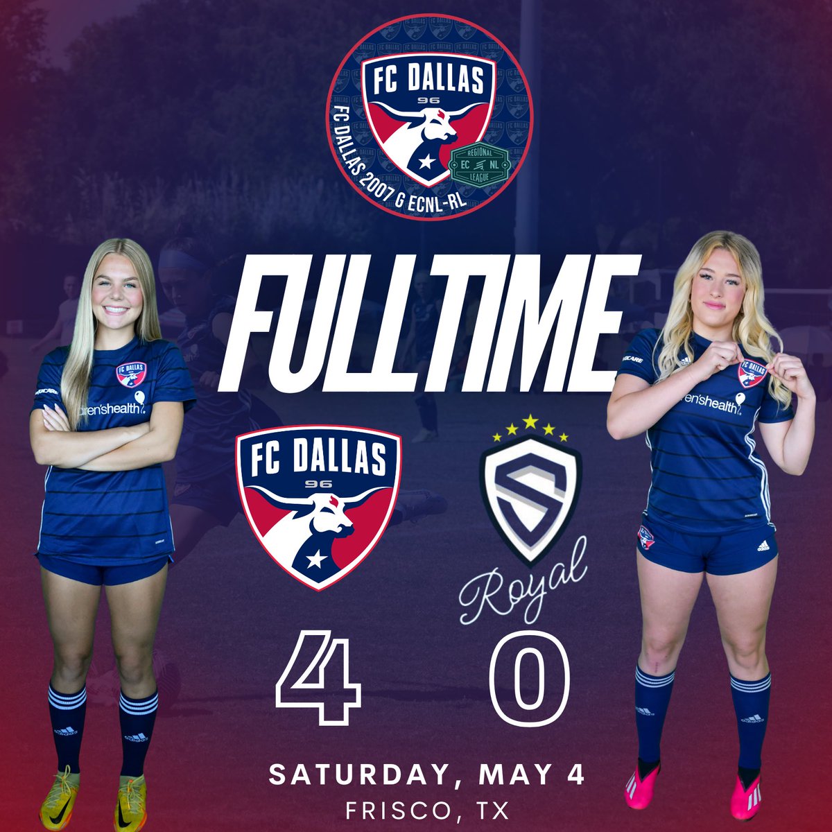 FC Dallas 07/06G ECNL RL1 (@fcdallas07gecrl) on Twitter photo Sweet 4-0 shut out at home today vs Sting Royal 07 RL. Great teamwork by our defense and goalkeeper, Lira Adamski to earn the clean sheet! Way to go! #DTID
Goals/Assists:
⚽️⚽️Quinn Wolfe
⚽️🅰️Sydney Smith
⚽️Shaylin Taylor
🅰️Sariah Mullens
🅰️Emma Taylor
@FCDwomen <a href="/ECNLgirls/">ECNL Girls</a> Sweet 4-0 shut out at home today vs Sting Royal 07 RL. Great teamwork by our defense and goalkeeper, Lira Adamski to earn the clean sheet! Way to go! #DTID
Goals/Assists:
⚽️⚽️Quinn Wolfe
⚽️🅰️Sydney Smith
⚽️Shaylin Taylor
🅰️Sariah Mullens
🅰️Emma Taylor
@FCDwomen <a href="/ECNLgirls/">ECNL Girls</a>