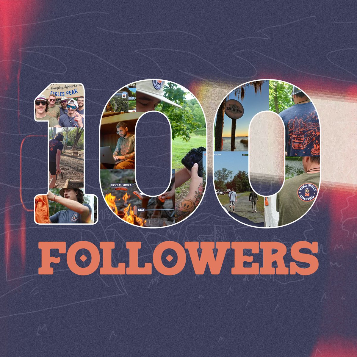 We've reached 100 followers! Thank you to everyone who has followed and joined the journey of King Willy Camping. We have plenty of more amazing projects coming, so stay tuned 🏕️ 
#Kingwillycamping #camping #campgroundmarketing #custommarketing #googleads #100followers #milestone