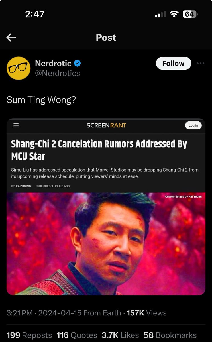 @FallonTonight @SimuLiu @shangchi Hey, @Nerdrotics Sum Ting Wong?