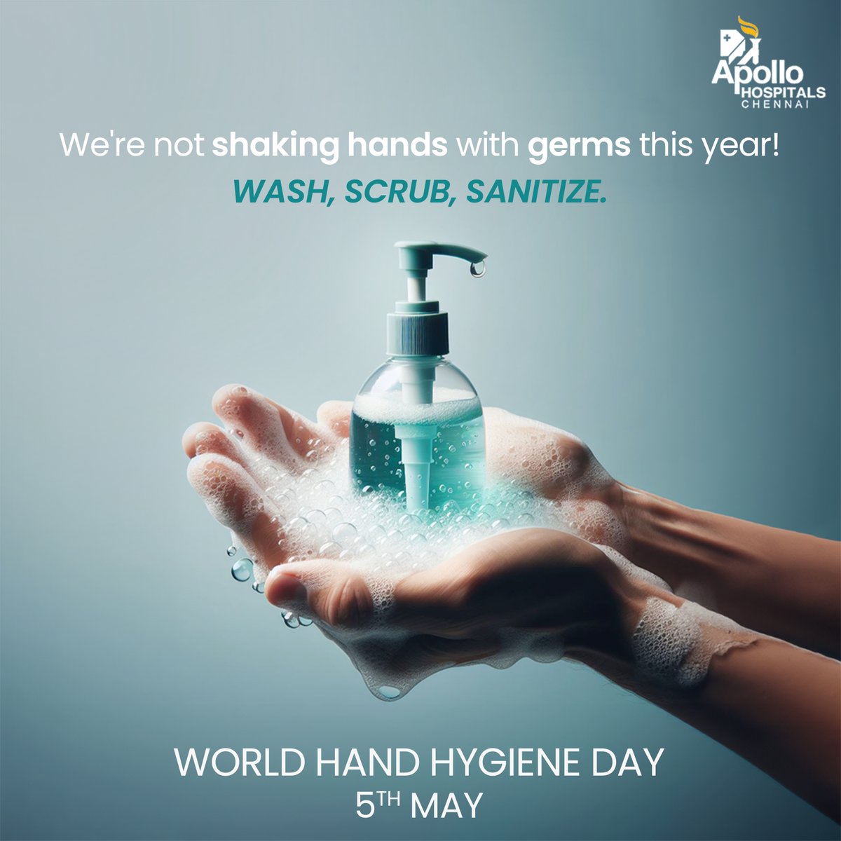 This year, we're giving germs the cold shoulder! Wash, scrub, sanitize – it's World Hand Hygiene Day! Let's keep those hands clean and those germs at bay.

#WorldHandHygieneDay #HandHygieneDay #HandHygiene #ApolloHospitals