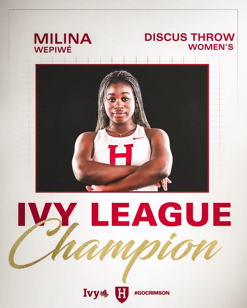 𝑰𝒗𝒚 𝑪𝒉𝒂𝒎𝒑 🏆 First-Year Milina Wepiwé captures her first Ivy League title in the discus throw! #GoCrimson