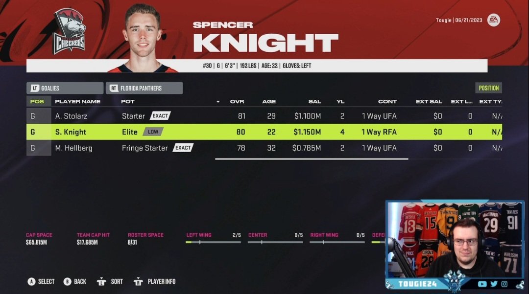 Was checking out @Tougie24 stream from a few nights ago and found another glitch. I'm not sure if it's due to being in the AHL during the expansion draft but multiple contracts seemingly have been drastically lowered in Franchise @EASPORTSNHL