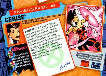 Card 008: Cerise

Xavier doesn't know bupkis about Captain Britain but he knows all that about Cerise?!?

#TradingCardADay #XM2 #Xmen #Excalibur
Scans via @uxn