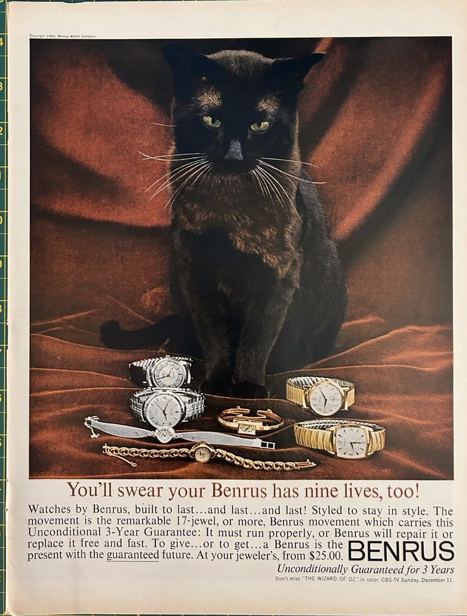 Today’s Vintage Ad With Unexpected Cats knows what time it is!