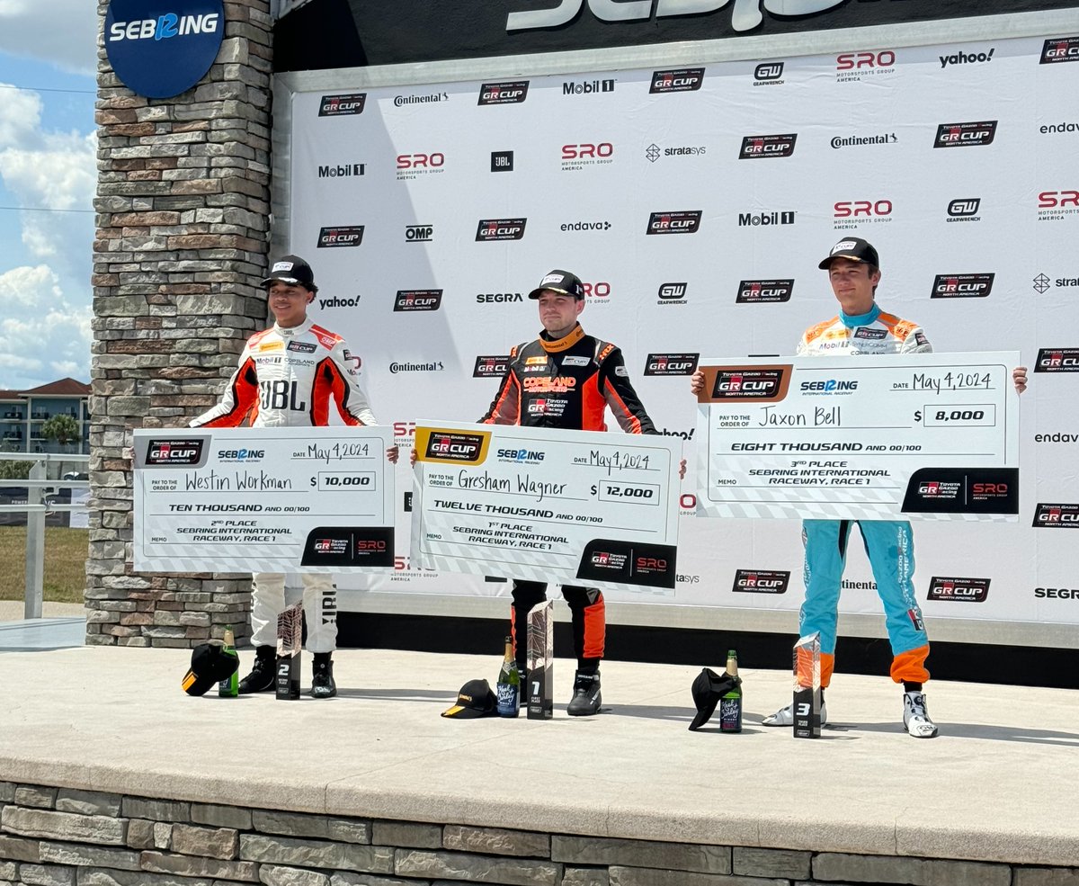 Podium Sweep!

Gresham Wagners wins round three with Westin Workman and Jaxon Bell joining him on the podium for a Copeland Motorsports 1 - 2 - 3!

Adam Brickley crossed the line eighth on track while Mia Lovell battled hard to finish 12th. 

#CopelandMotorsports / #GRC86 / #G...