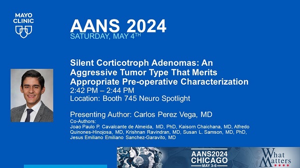 Join Carlos Perez Vega, MD as he presents next at #AANS2024! @AANSNeuro @carlosperezv @joao_p_almeida @kchaichanamd @DoctorQMd @DrSusanSamson1
