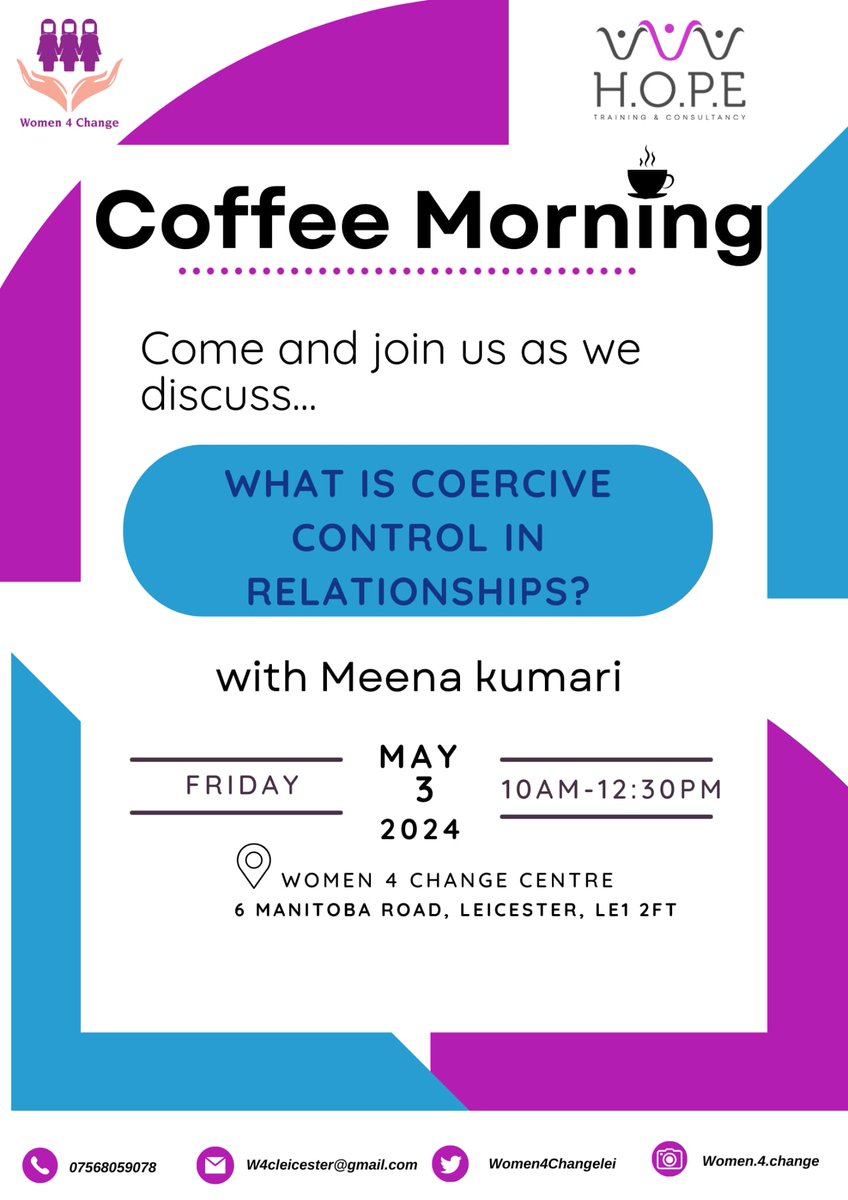 Women4Change (@women4changelei) on Twitter photo Huge thanks to <a href="/Hopetraining/">Meena Kumari #100Women 👩🏽💻</a> for yesterday’s coffee morning event. It was a hit with diverse women from our community gathering to enjoy Meena's enlightening session on coercive control. It was a great turnout and an opportunity for engaging discussions.
#Empowerment Huge thanks to <a href="/Hopetraining/">Meena Kumari #100Women 👩🏽💻</a> for yesterday’s coffee morning event. It was a hit with diverse women from our community gathering to enjoy Meena's enlightening session on coercive control. It was a great turnout and an opportunity for engaging discussions.
#Empowerment
