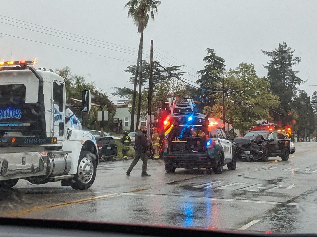 Hey Santa Cruz, It's raining so chill out on the roads or more of this will keep happening. This is on Soquel at Chanticleer Ave