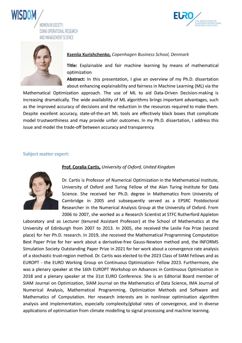 📢📢📢 <a href="/euro_wisdom/">EURO WISDOM</a>  #YW4OR Webinar on #MachineLearning and #OperationsManagement

📅 May 17, 2024, 15:00 – 16:00 (CET)

🔗 Zoom - to receive the Zoom link register in this Google Form, forms.gle/mb144VbsY2fp2T…

#women in #orms #womeninSTEM