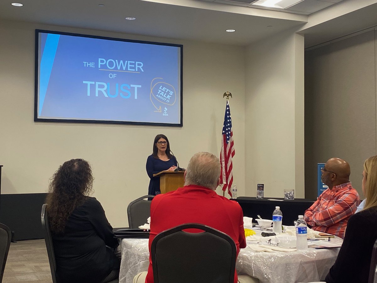 BBB's own President Judy Dollison presented 'Advancing Business Performance through Marketplace Trust' to the Reynoldsburg Chamber of Commerce this week.
Trust in business, and in the marketplace overall, hinges on a strong reputation. This relies on two key factors: integrit ...