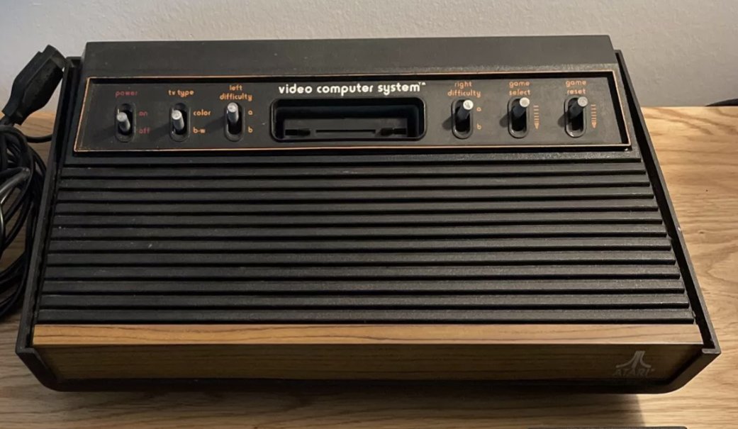 My very first console was an Atari CX2600 U 'light sixer', which was given to me by one of my parents friends. We only had a black and white TV at the time, so I never played it in colour. I just bagged one, so I'm insanely excited to get it and try it out, in colour! 😂