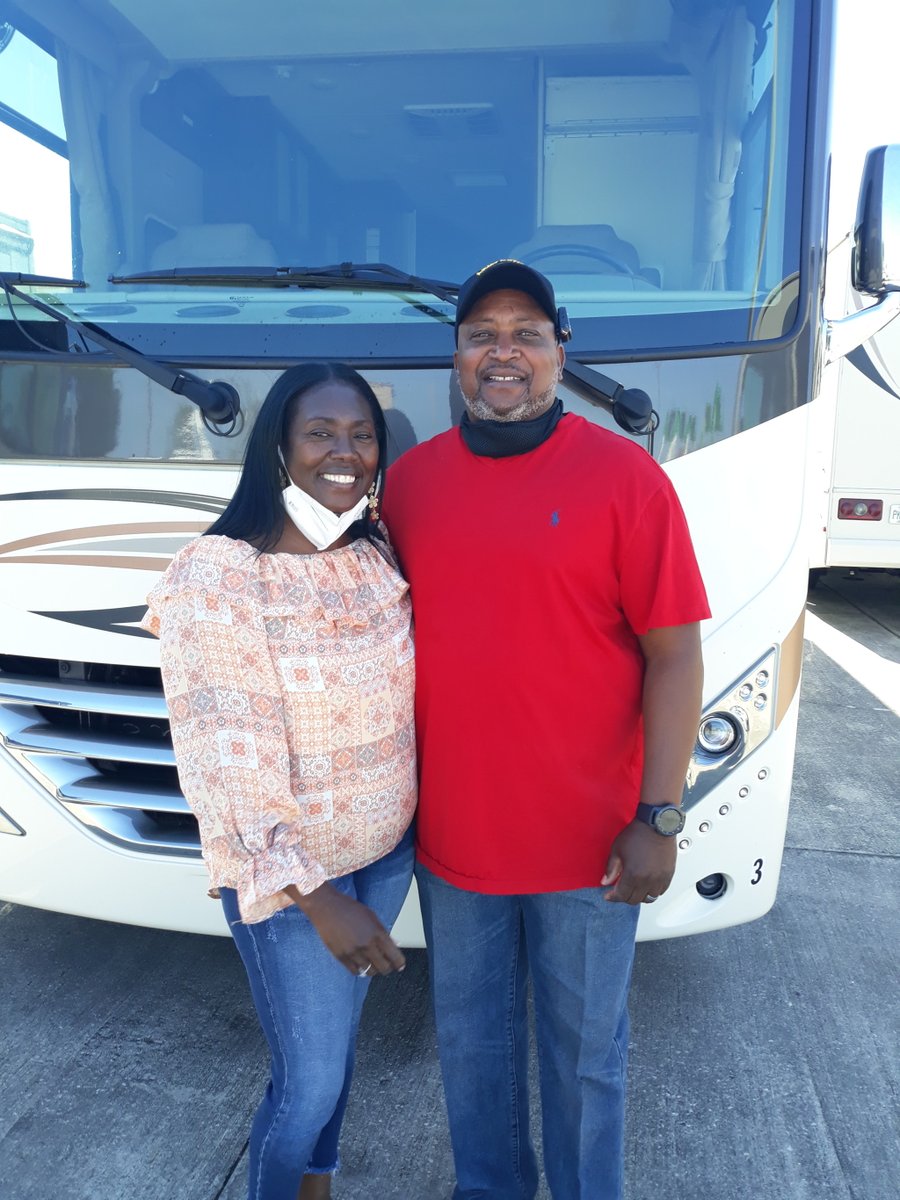 The Hurricane 35M is one of our most popular RVs. Elvira and Simon and their family are taking their first RV trip in this 35' Class A with King Bed and bath-and-a-half. Pick out your RV today at bit.ly/32iRVvY #customerspotlight #rvrental #safetravel